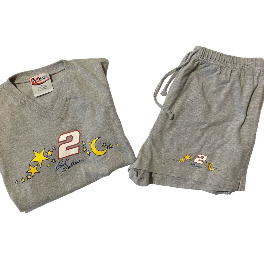 Vintage Chase Authentics Rusty Wallace 2 Piece Pajama Set Nascar Women's Size LG
